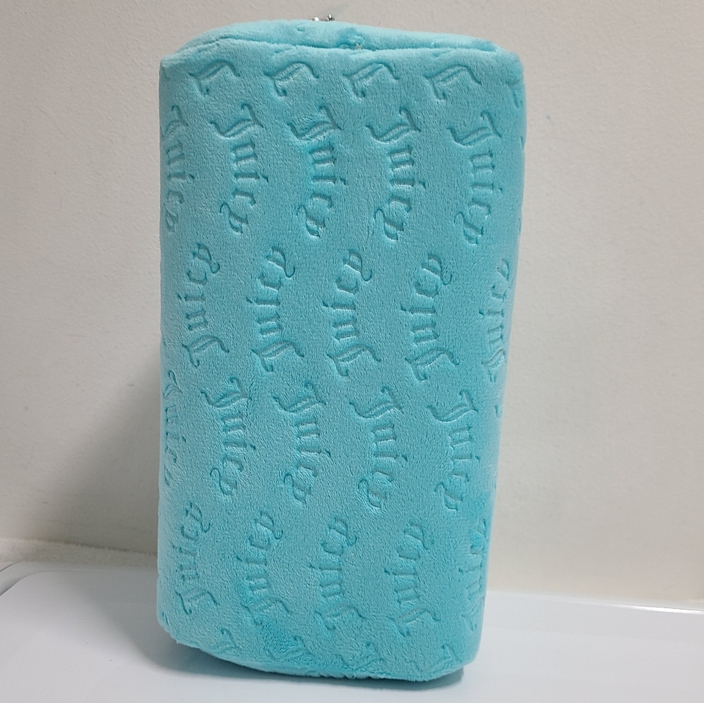 JUICY COUTURE Turquoise Velour Logo Print Wedge Accessory Make-up Case NWOT - Picture 6 of 15